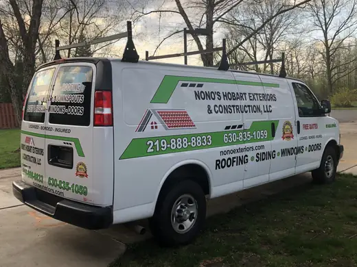 Service van lettering, rear three-quarter view
