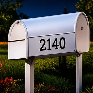 Mailbox with reflective address numbers